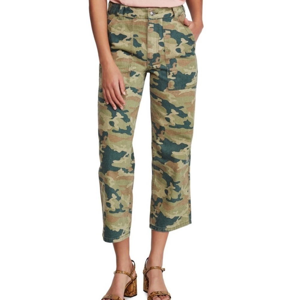 Free People- High Rise Remy Camo Crop Jeans 24 - Picture 3 of 8